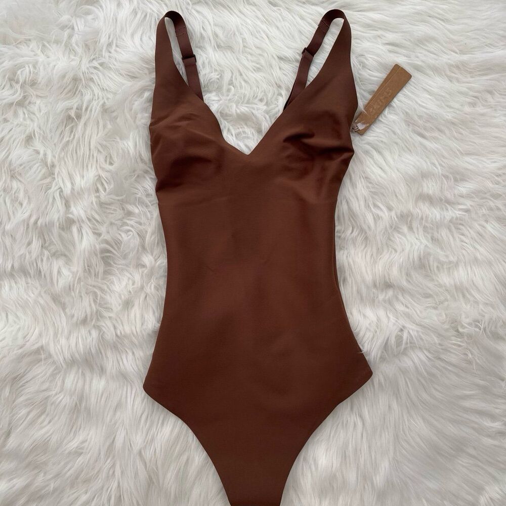 Skims Body Unlined Plunge Thong Bodysuit Jasper Size Small